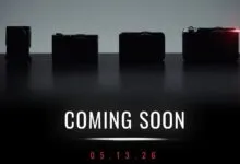 Four silhouetted cameras on a reflective surface with 'COMING SOON' and a date.