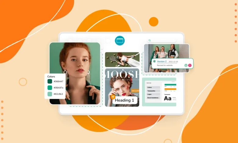 Website mockup showcasing brand assets like colors, typography, and logos.