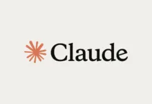 Claude logo: stylized sunburst icon and the name 'Claude' in elegant black font.