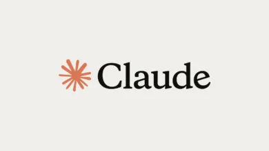 Claude logo: stylized sunburst icon and the name 'Claude' in elegant black font.