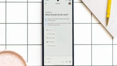 Gemini AI app interface on a smartphone, showing suggested prompts.