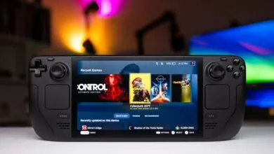 Steam Deck handheld console displaying recent games like Cyberpunk 2077.
