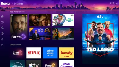 Roku home screen with featured shows like Ted Lasso, Dutton Ranch, and Zootopia.