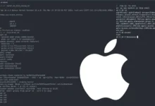 macOS kernel exploit running in terminal with Apple logo overlay.