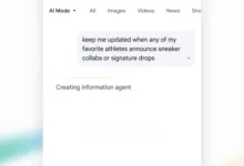 Screenshot of AI assistant creating information agent for sneaker drops.