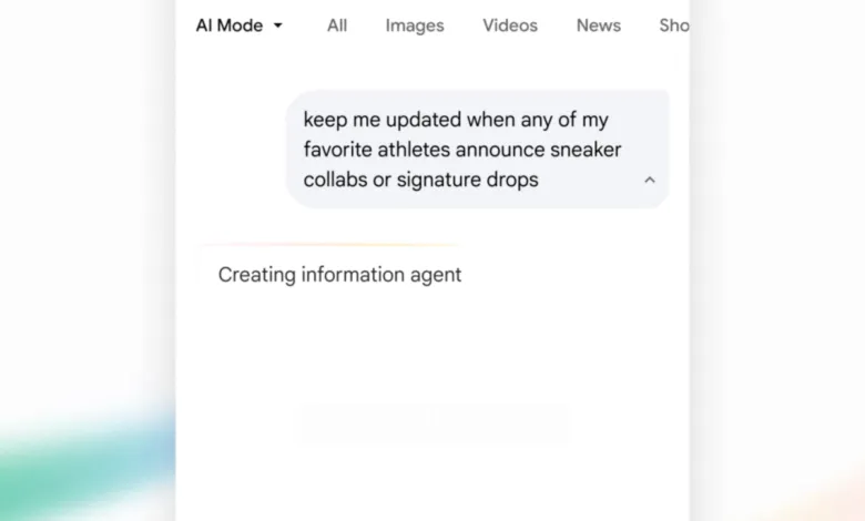 Screenshot of AI assistant creating information agent for sneaker drops.