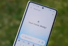 Smartphone displaying Gemini Flash with the message 'Your move, Brady!'
