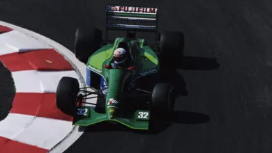 Bertrand Gachot drives the Jordan 191 at the French Grand Prix in 1991.
