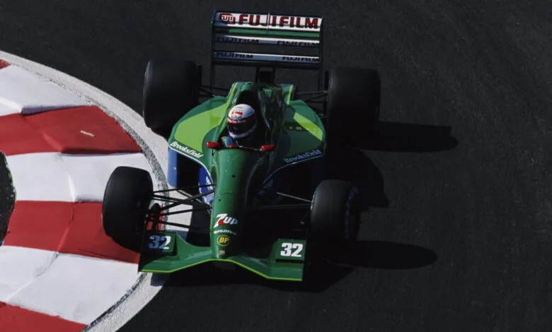 Bertrand Gachot drives the Jordan 191 at the French Grand Prix in 1991.