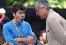 Sam Altman and Eddy Cue in conversation at WWDC 2024, Cupertino.