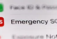 Close-up of a phone screen showing 'Emergency SOS' option.