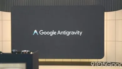 Google Antigravity logo displayed on a large screen at an event.