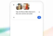 Google search box showing a query for a similar dress with color scheme.