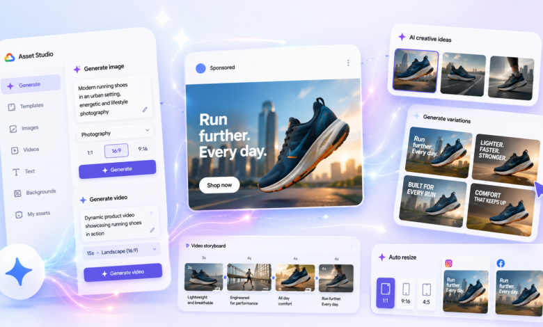 Asset Studio interface showing AI-powered creative generation and video tools.
