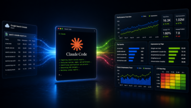 Claude Code SEO report showing Google Search Console data and performance metrics.