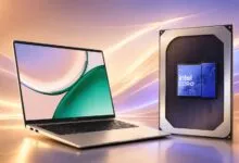 Honor X14 laptop with Intel Core processor on a reflective surface.