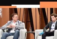 Elon Musk and Sam Altman seated for a discussion panel.