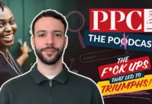 Podcast promo image featuring two people and PPC Live branding.
