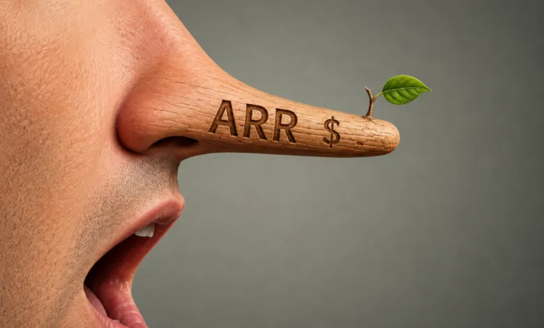 Person with long wooden nose that reads 'ARR $' and a sprouting leaf.