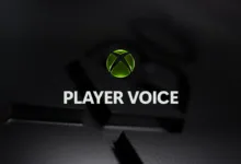 Xbox Player Voice logo with green sphere on dark background.