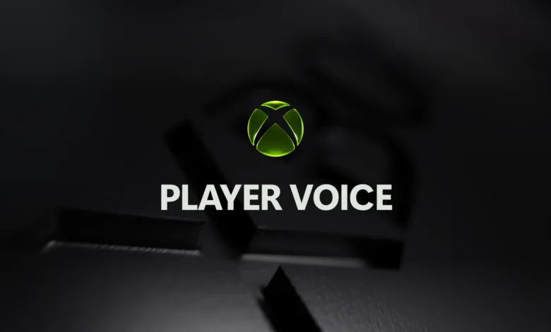 Xbox Player Voice logo with green sphere on dark background.