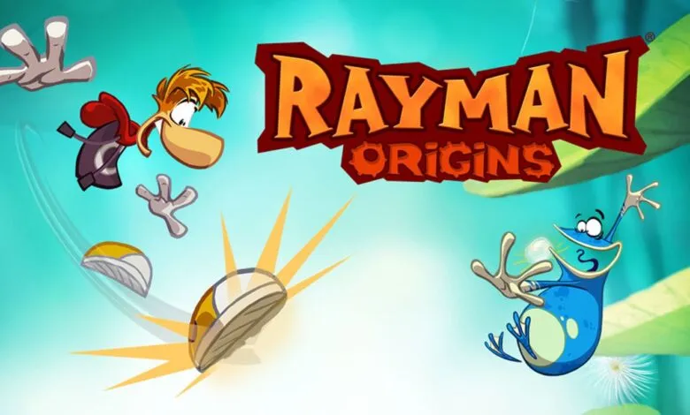 Rayman Origins game art featuring Rayman, Globox, and the game logo.