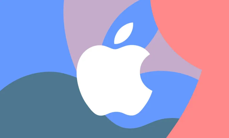Abstract Apple logo design with pastel color blocks.