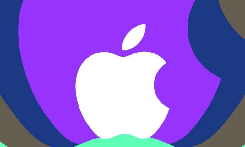 Abstract Apple logo design with layered colors.