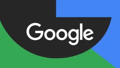 Google logo with black, blue, and green color blocks.