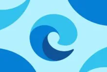 Microsoft Edge logo in shades of blue on a light blue background.