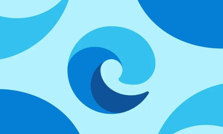 Microsoft Edge logo in shades of blue on a light blue background.