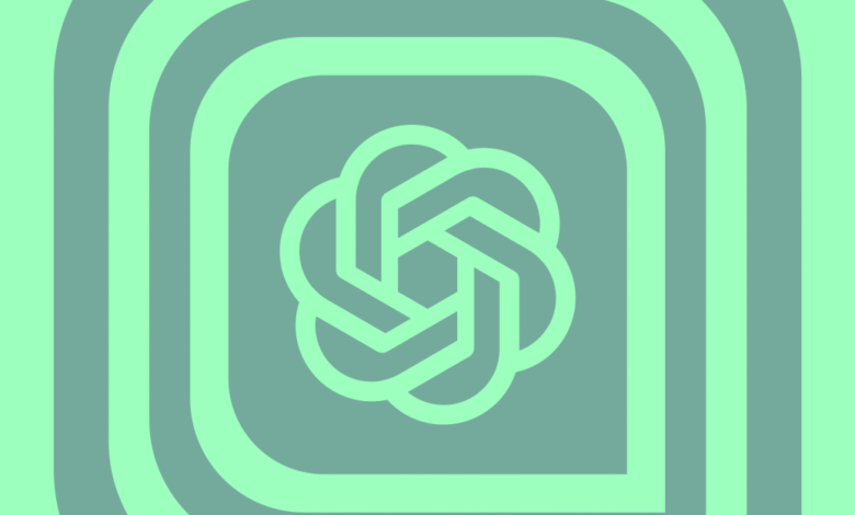 OpenAI logo in mint green with rounded square background.