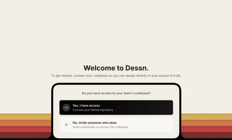 Dessn onboarding screen asking if user has access to team's codebase.
