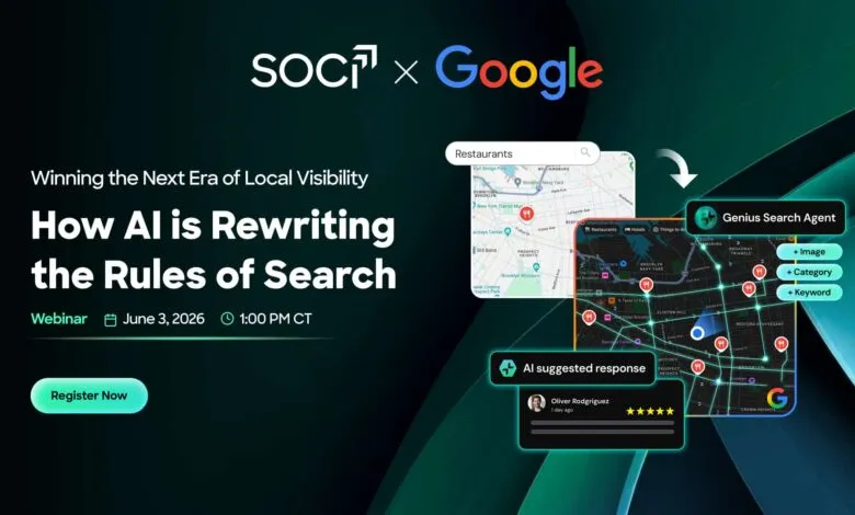 SOCI and Google webinar ad: AI rewriting search rules, June 3, 2026.