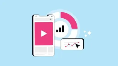 Mobile phone displaying video analytics and performance metrics.