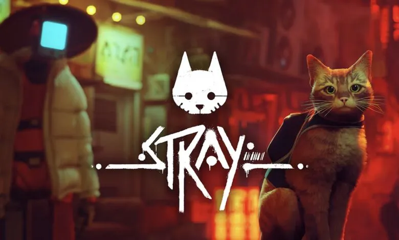 Stray video game promotional image featuring a cat and a robot.
