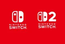 Nintendo Switch and Switch 2 logos on a red background.