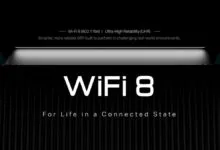 Close-up of a black TP-Link device labeled WiFi 8 with text about reliability.