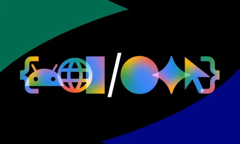Colorful Android I/O 2024 logo on black background with green and blue accents.