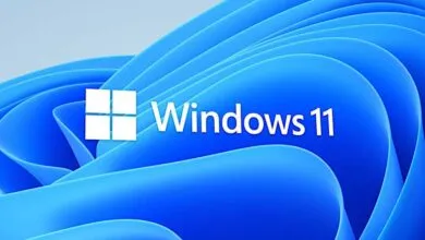 Windows 11 logo featuring a blue abstract design and the Windows icon.