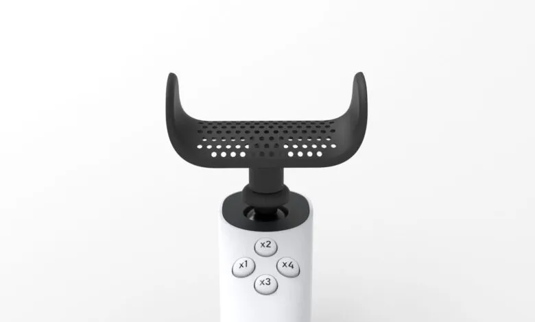 Xbox Adaptive Controller with goal post-shaped thumbstick topper.