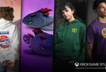 Xbox Gear Shop apparel featuring Japan hoodie, plush, Halo hoodie, and alien tee.