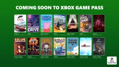 Xbox Game Pass announcement featuring game titles coming soon.