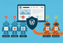WordPress site blocking some AI bots, allowing others, illustrated with robots.