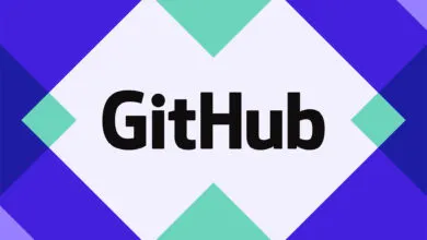 GitHub logo on a geometric background of blue and teal diamonds.