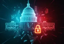 Digital rendering of the U.S. Capitol with a broken padlock overlayed.