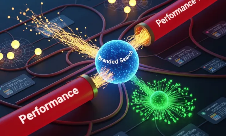 Branded search concept with performance and performance max channels.