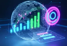 Global data visualization with charts, map, and interactive elements.