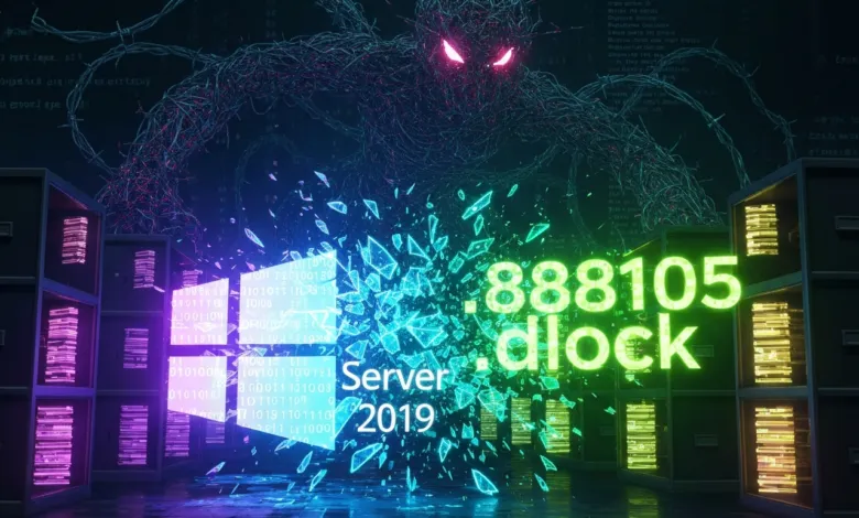 Digital threat looming over Windows Server 2019, data breach concept.