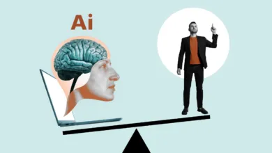 AI vs Human: A balanced comparison of artificial intelligence and human intellect.